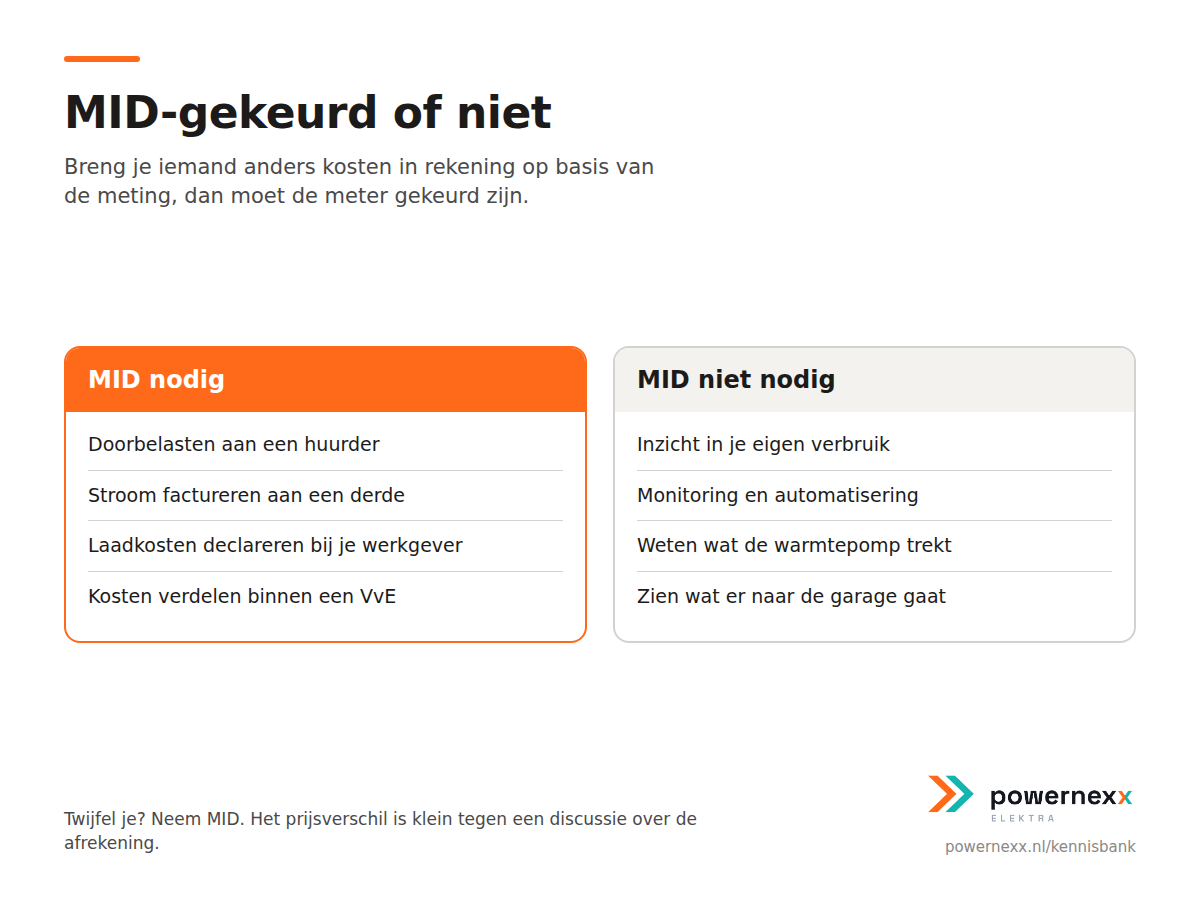 Vergelijkingskaart MID-gekeurd versus niet-gekeurd met toepassingen