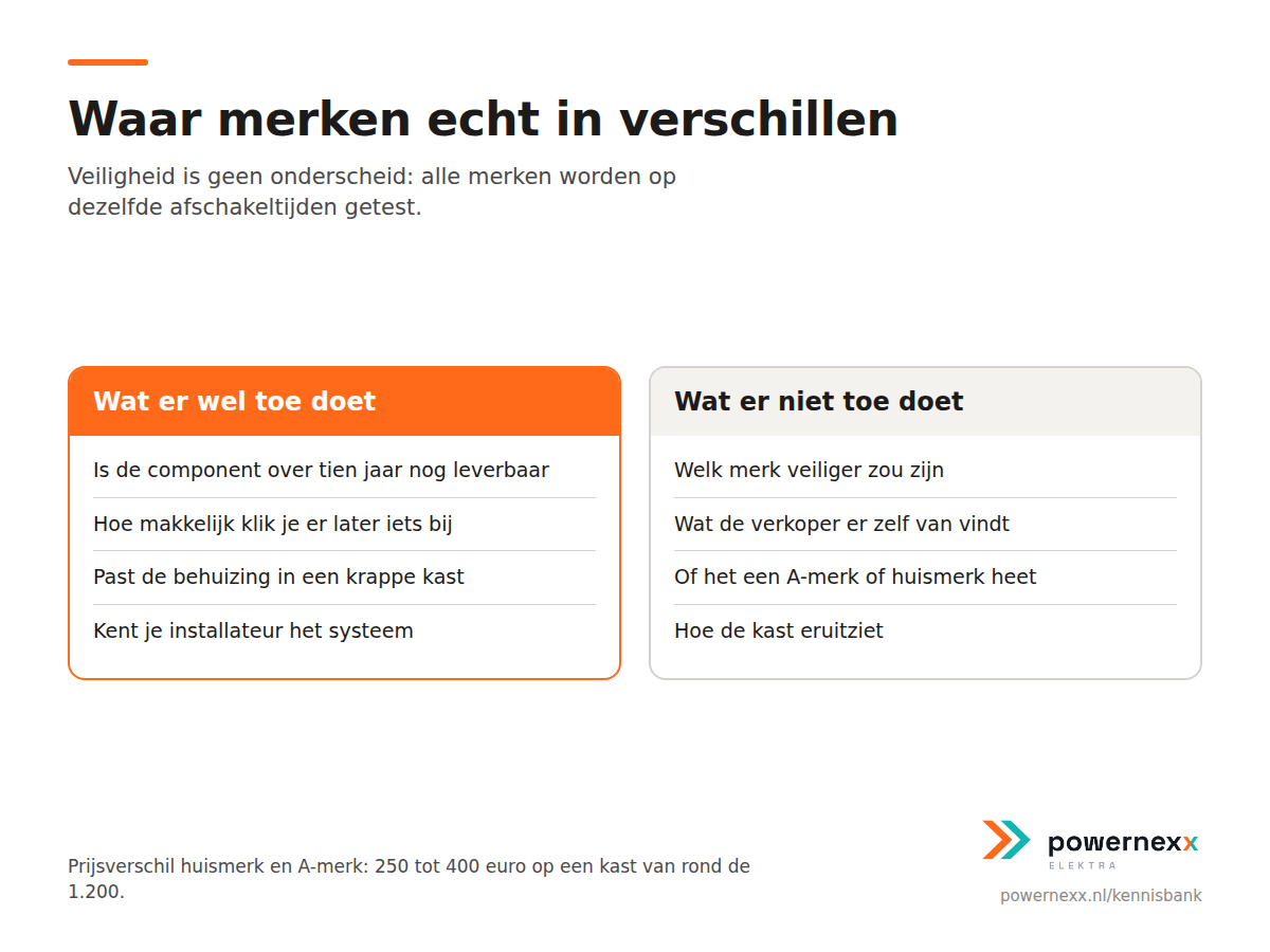 Vergelijkingskaart van de merken op verkrijgbaarheid, uitbreidbaarheid en prijs